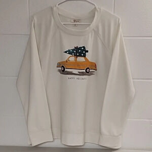 XL Happy Holidays Taxi‎ French Terry Sweatshirt Soft Lightweight Pearls